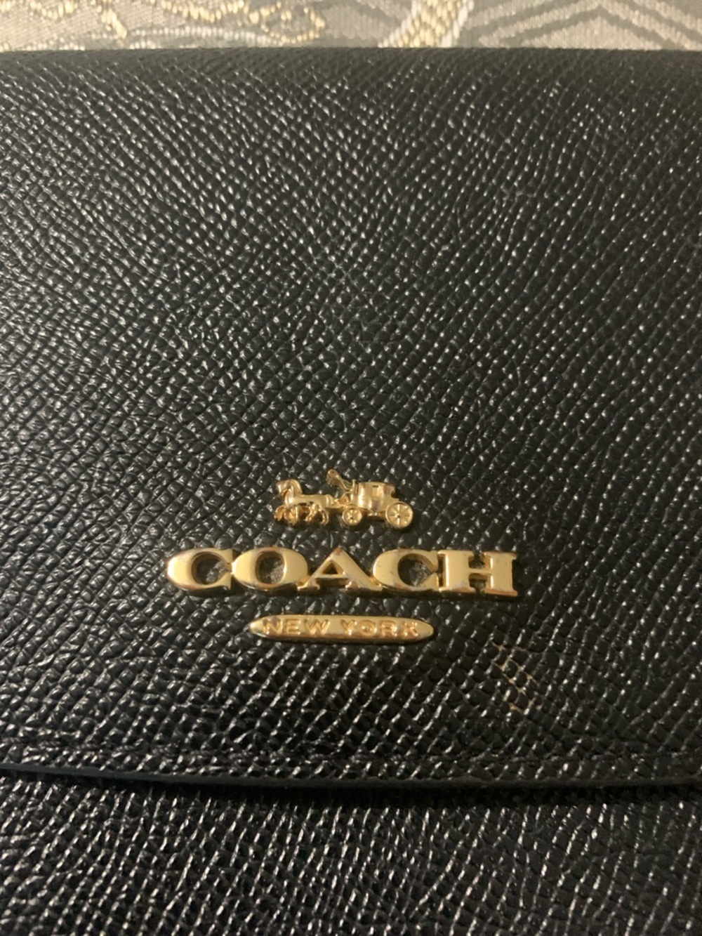Coach Black Leather Wristlet/Crossbody with Gold Logo - Picture 5 of 7